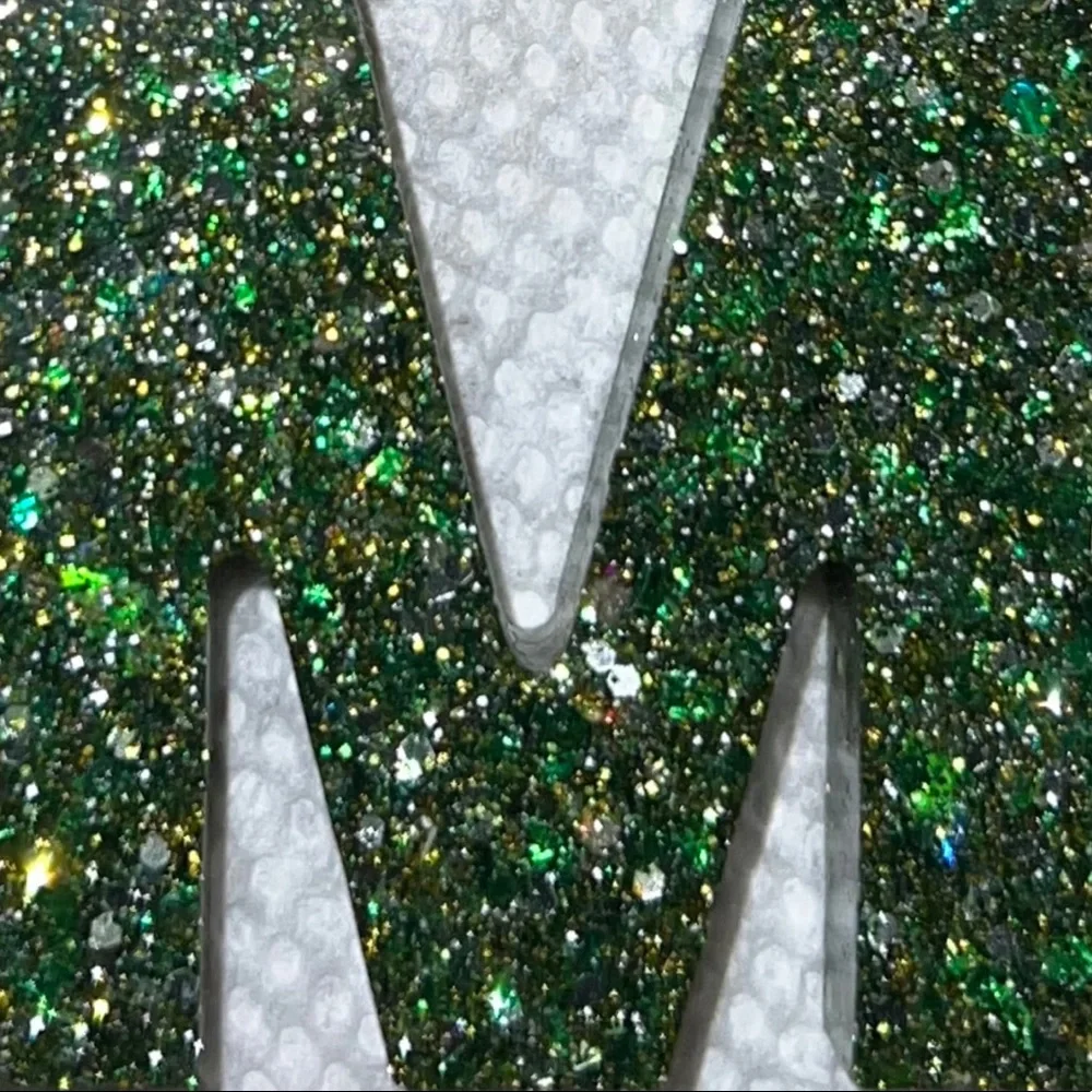 letter M glitter resin‎ keychain, will add any name!